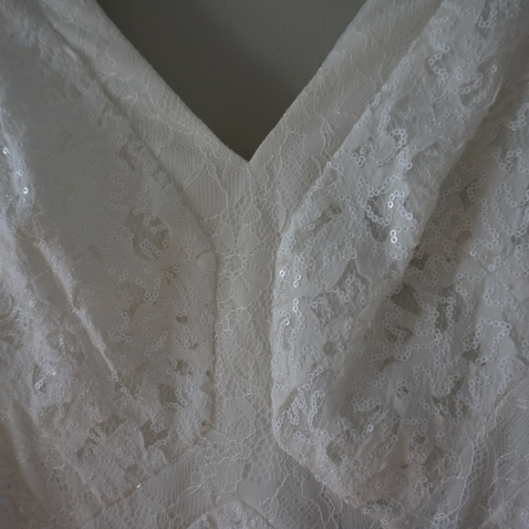NWT BCBG OFF WHITE GRACIE SEQUIN LACE DRESS - Picture 5 of 8